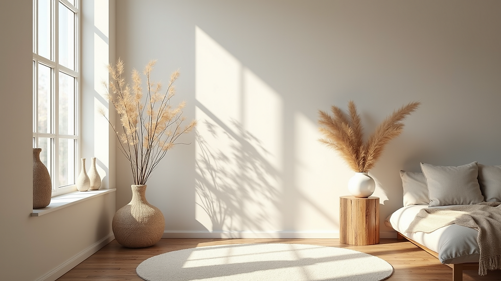 High angle view of a well-lit room with natural light