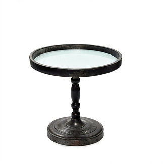 Prato para doces em metal com vidro