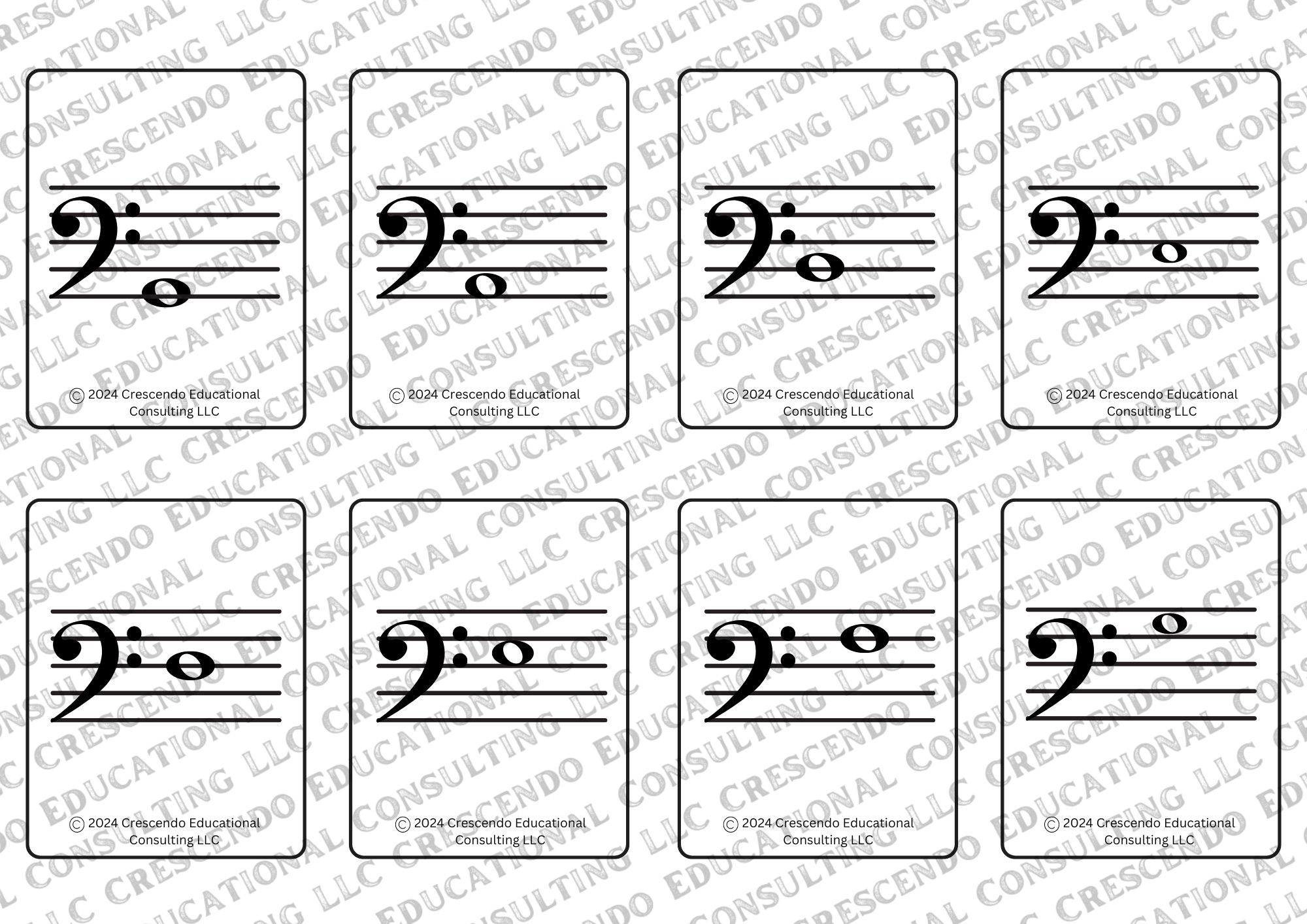 Bass Clef Flash Cards
