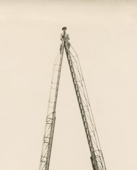 Historic station mast with rigging