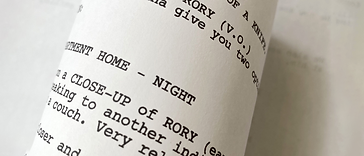 Crop of Roy's movie script close up view