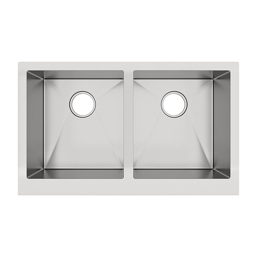 GOODE & ABEL H244R-16 50/50 Double Bowl Undermount Handmade Apron Kitchen Sink