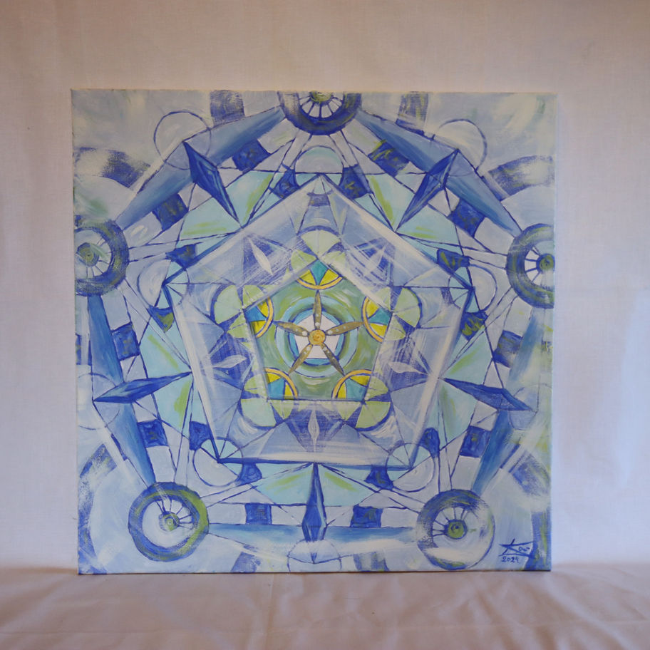 Abstrakta akrila glezna “Iekšējais spektrs” uz audekla, priekšskats, 60x60 cm