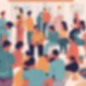 people standing around and sitting talking to each other in the site's color themes.jpg