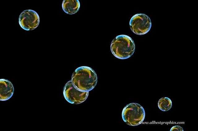 superb realistic soap bubbles on black