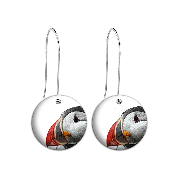 FA11E - 'Puffin on White' Earrings