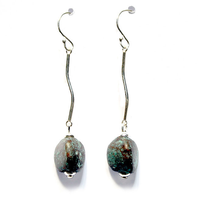 Long Pebble Earrings - Copper Finish