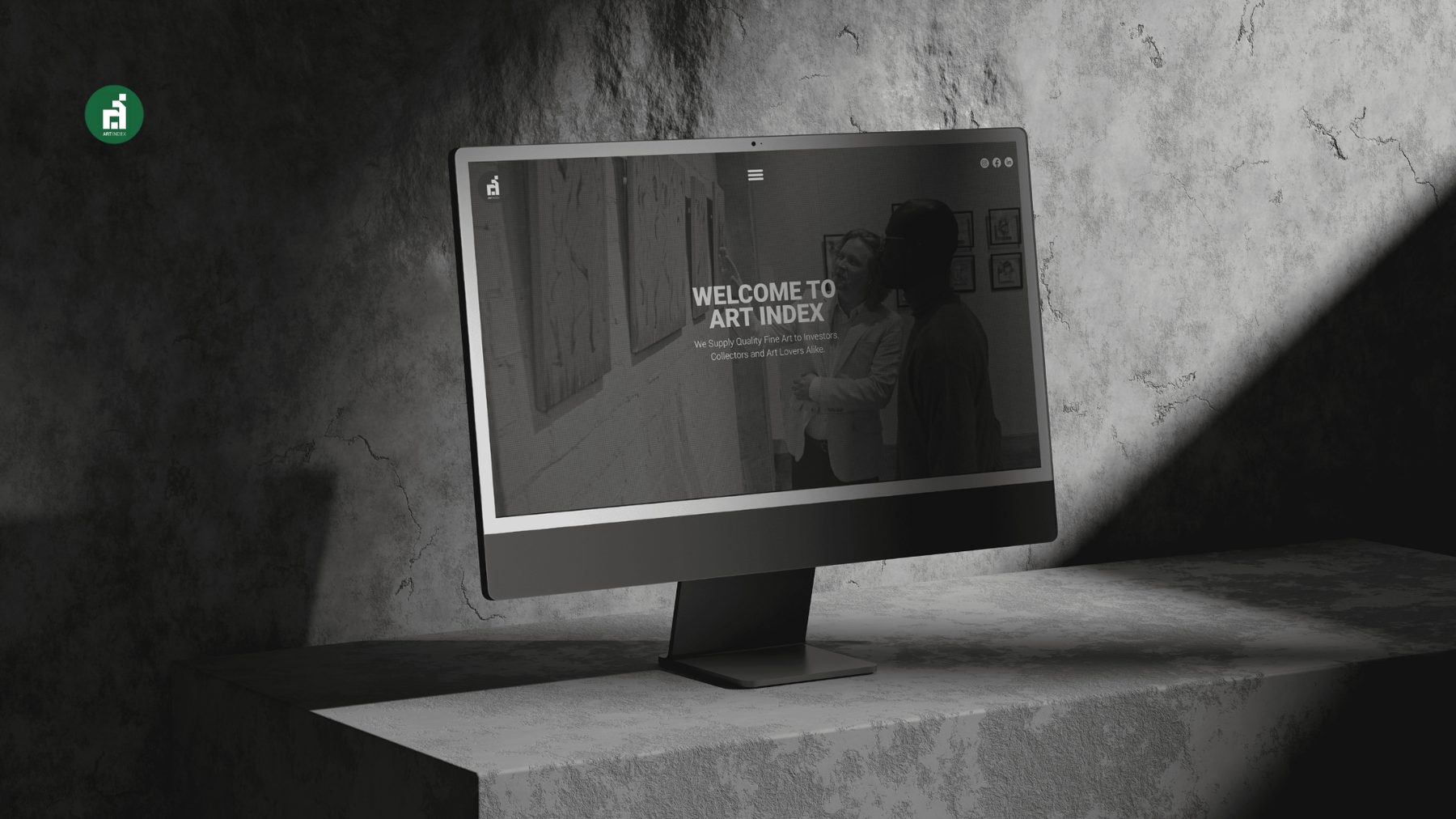 Art Index website homepage on a desktop monitor
