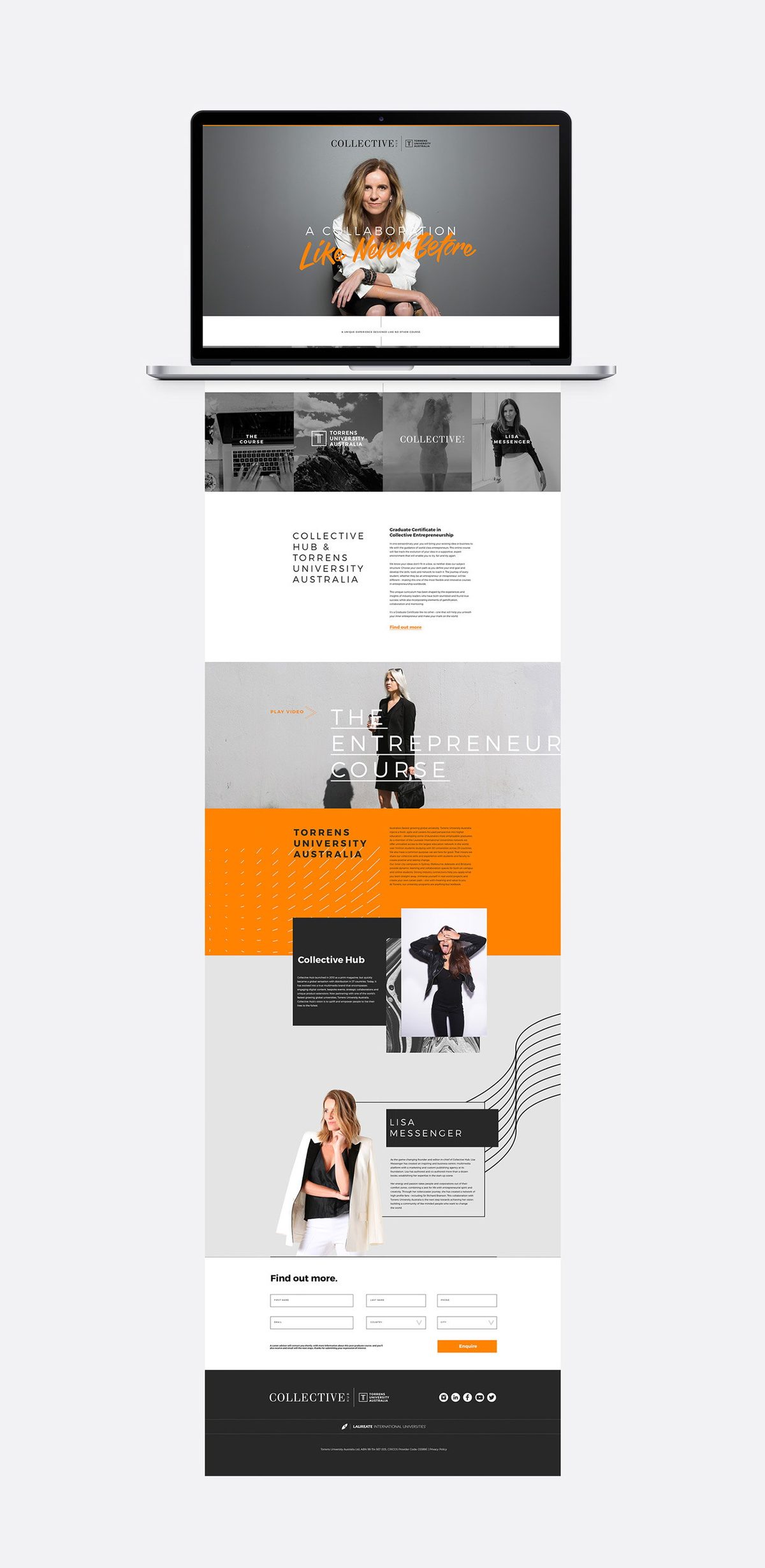 Collective Hub course landing page on a laptop and full page scroll