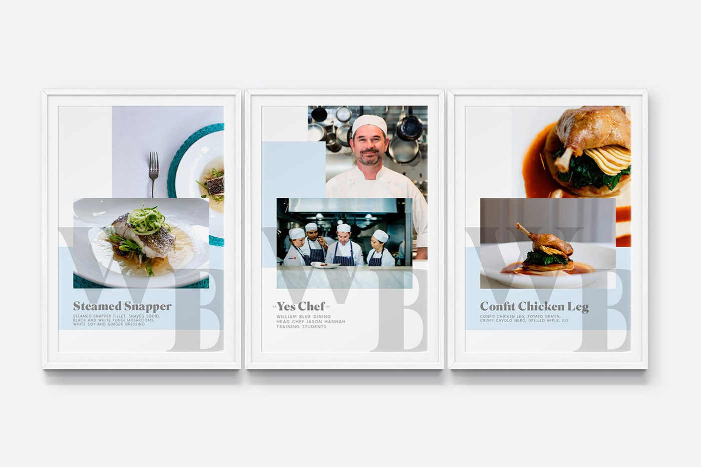 William Blue College framed food posters