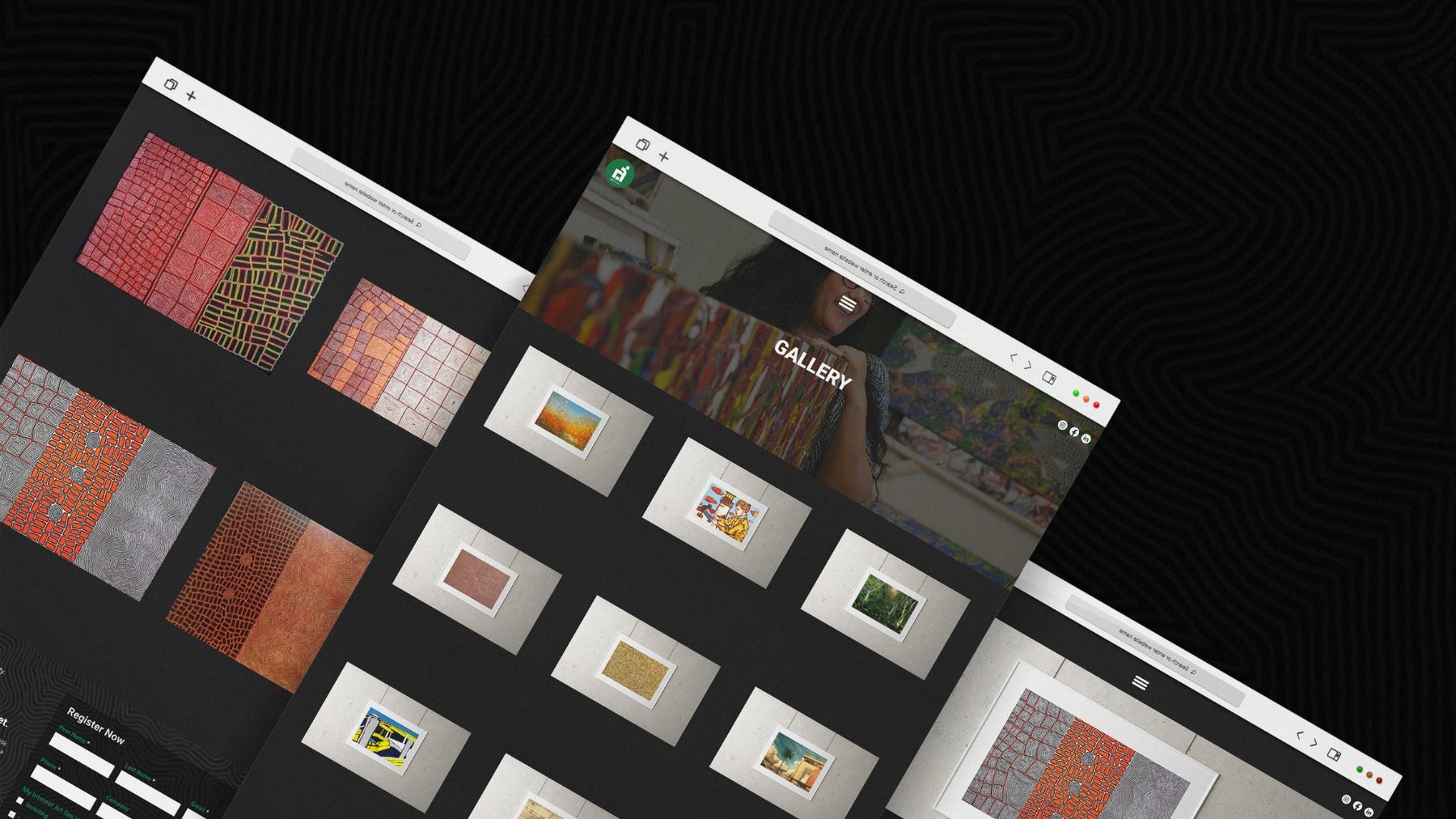 Art Index online gallery of artworks shown on tilted browser screens