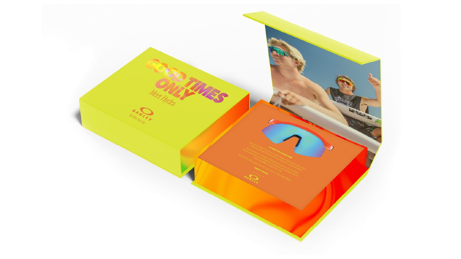 Oakley seeding kit box in bright yellow and orange