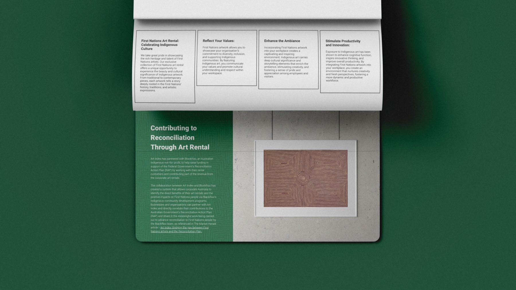 Art Index printed brochure on reconciliation through art