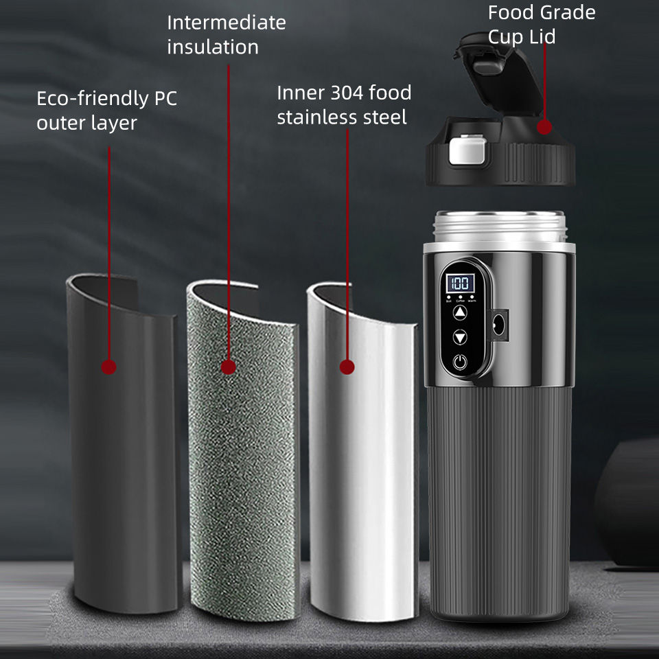 Thumbnail: Yanace Smart Car Kettle 12V/24V Portable Electric Heating Cup with Digital Displ