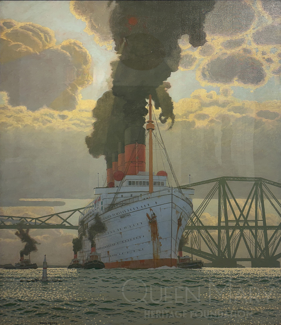 Queen Mary second class smoking room painting of the RMS Mauretania
