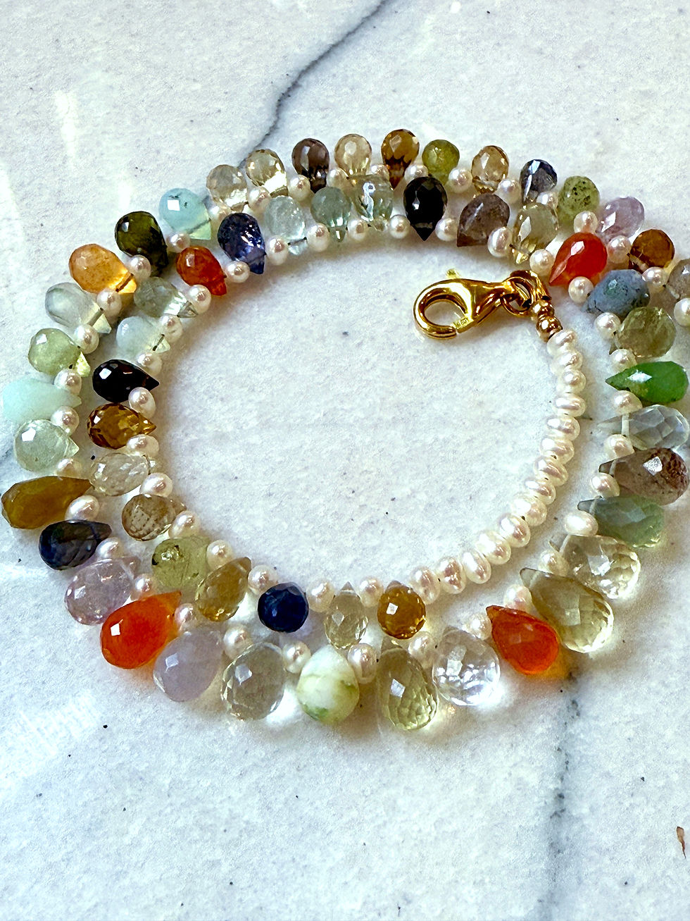 Thumbnail: Gemmy Teardrop and Pearls Necklace