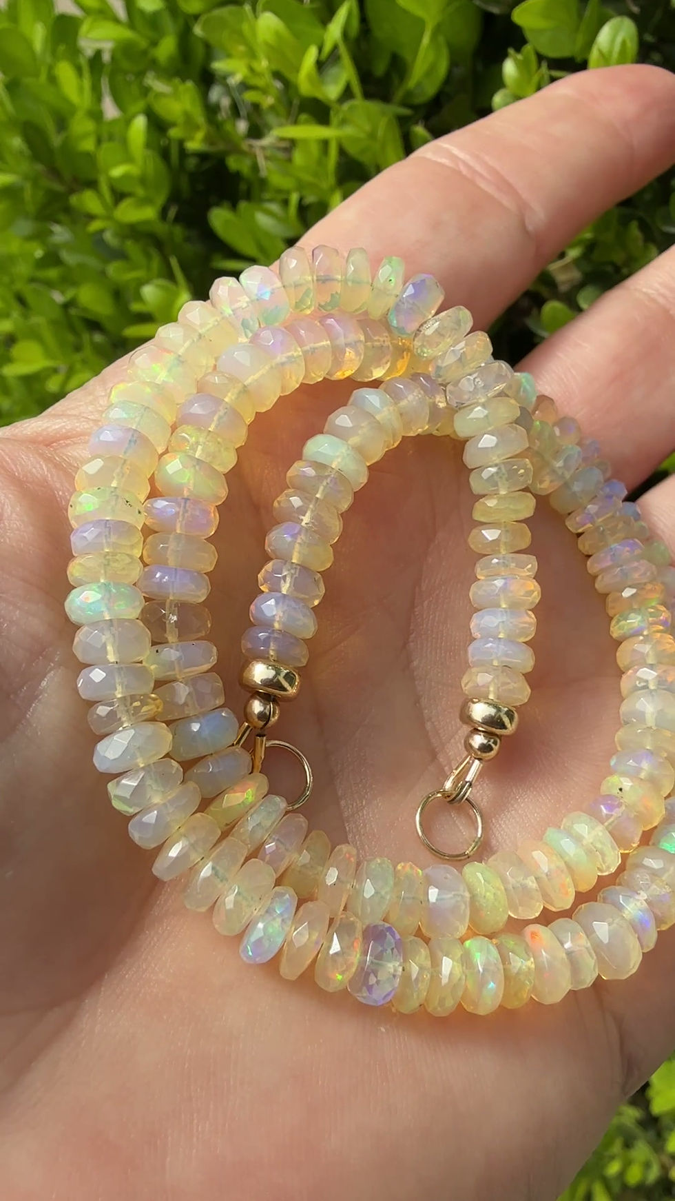 Thumbnail: Ethiopian opal beaded necklace with 14k gold clasp, 16 inch length, delicate iridescent gemstone necklace for layering