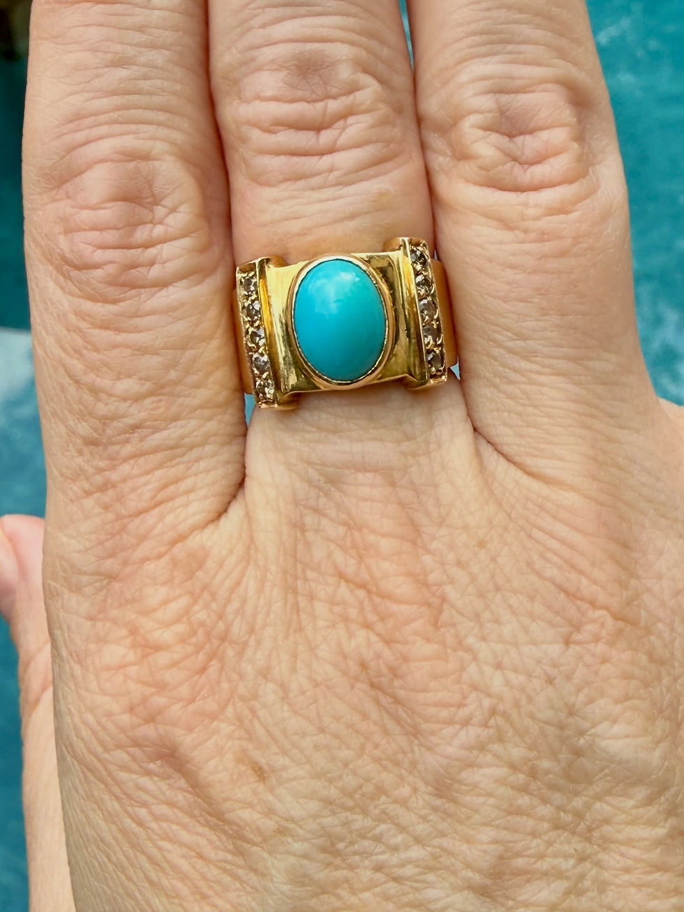 Thumbnail: 18K Persian Turquoise Tank Ring