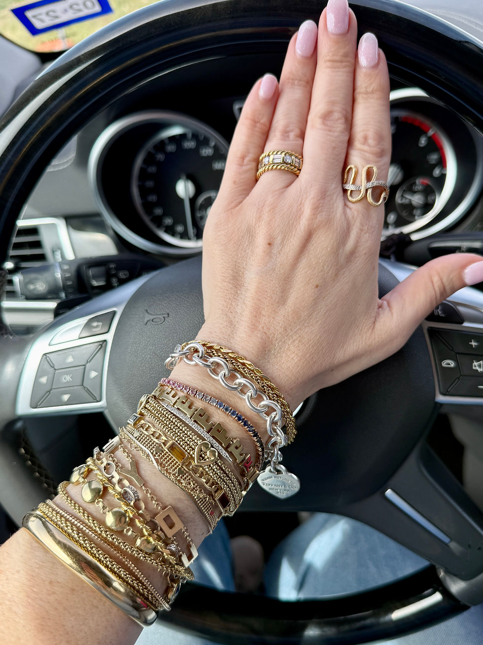 Thumbnail: Tiffany & Co. Heart Tag Toggle Bracelet in a stack