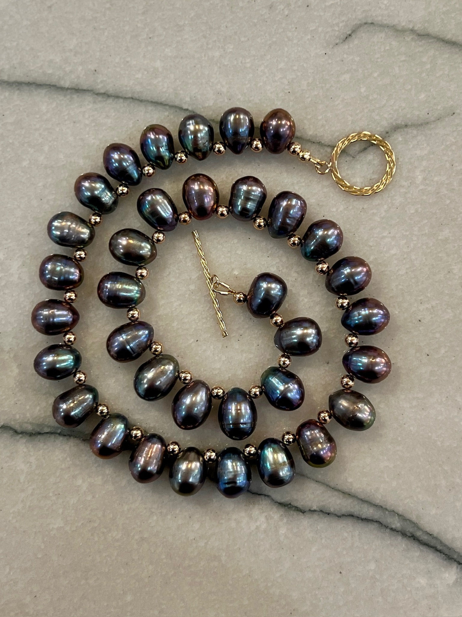 Peacock Pearl Collar Necklace