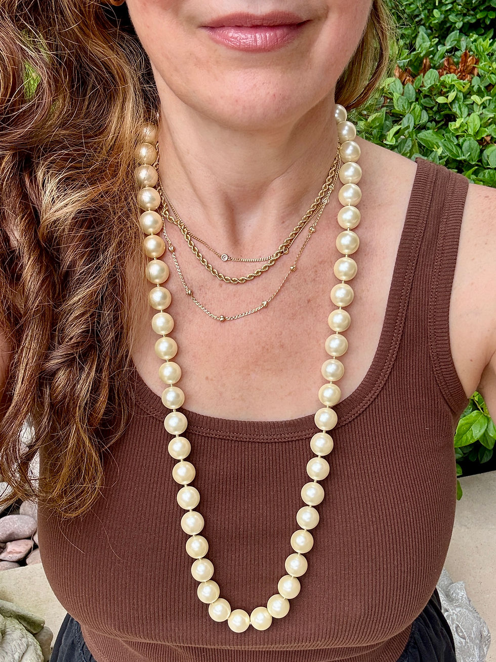 Thumbnail: Vintage-inspired shell pearl necklace with oversized gold-filled clasp, featuring large ivory-toned pearls and gold-filled sp