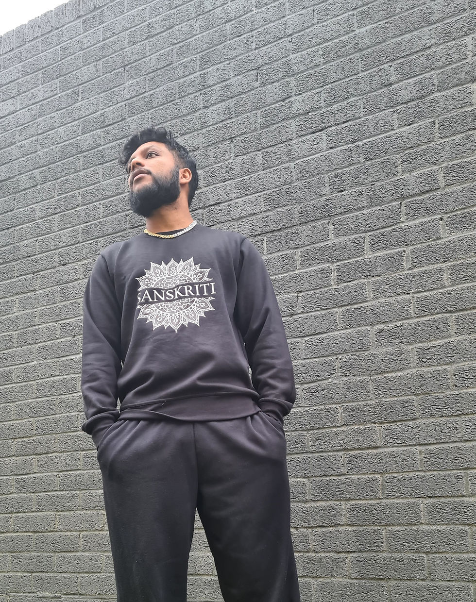 Thumbnail: Black Sanskriti Unisex Crewneck Sweatshirt