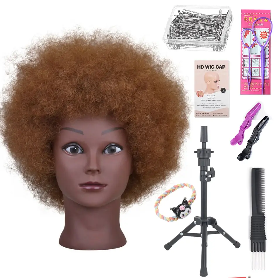 Miniatura: Afro Mannequin Head 8inches 100% Human Hair Traininghead Styling Head Braid Hair