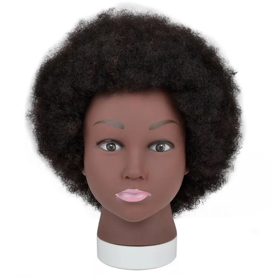 Thumbnail: Afro Mannequin Head 8inches 100% Human Hair Traininghead Styling Head Braid Hair