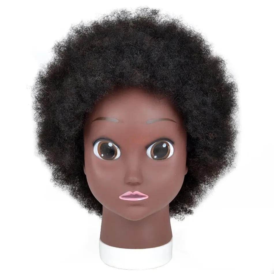 Thumbnail: Afro Mannequin Head 8inches 100% Human Hair Traininghead Styling Head Braid Hair