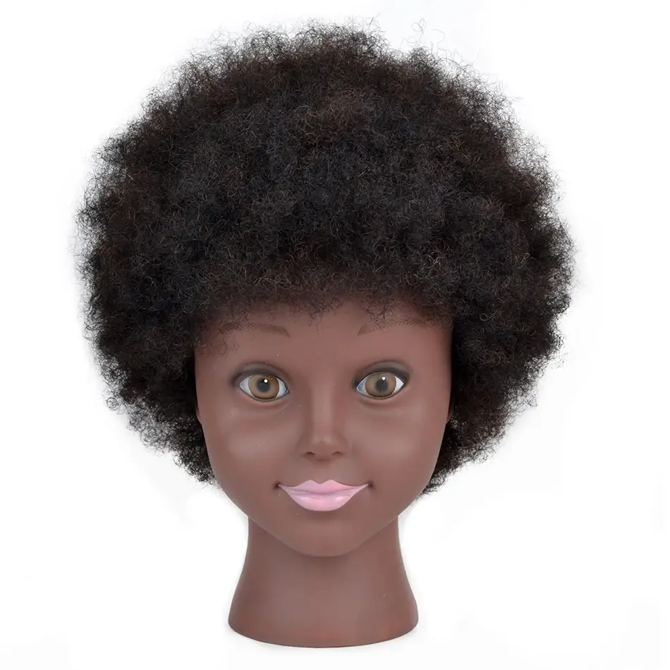 Thumbnail: Afro Mannequin Head 8inches 100% Human Hair Traininghead Styling Head Braid Hair