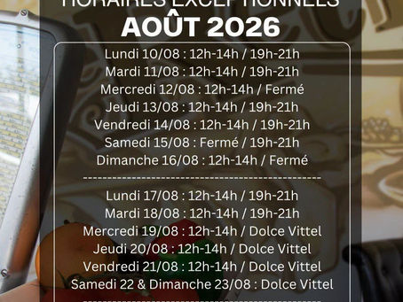 Horaires Aout