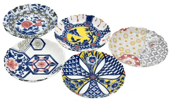 美濃燒 今様小紋五入分菜小盤 日本製 和風餐具禮盒 五款取皿組 15.9cm 小菜前菜甜點水果餐盤