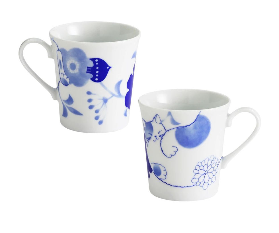 縮圖：日本製  のほほん猫雙人馬克杯禮盒  虎斑貓「むぎ」賓士貓「そら」340ml×2