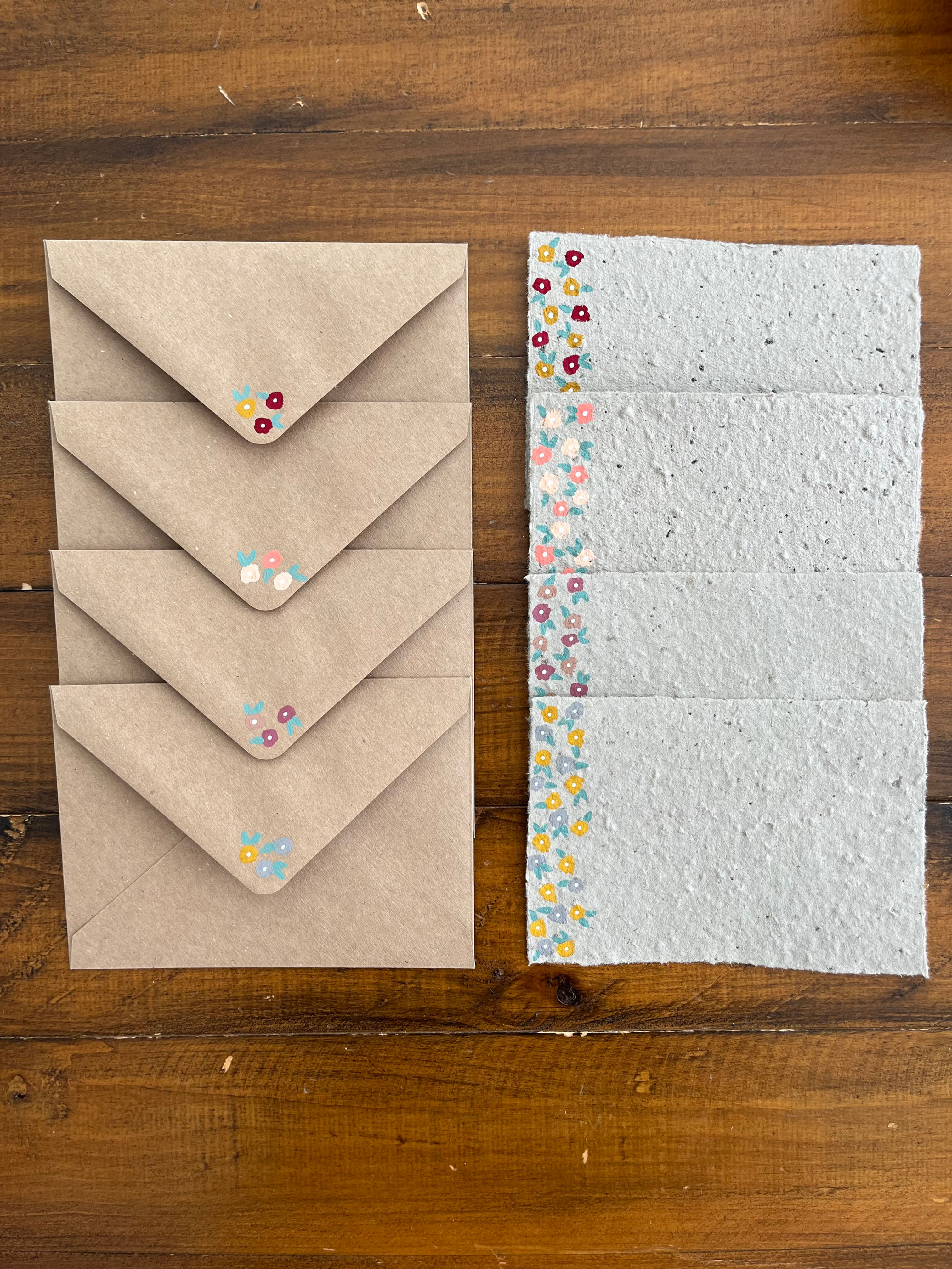 Hand Painted Greeting Card - Set of Four