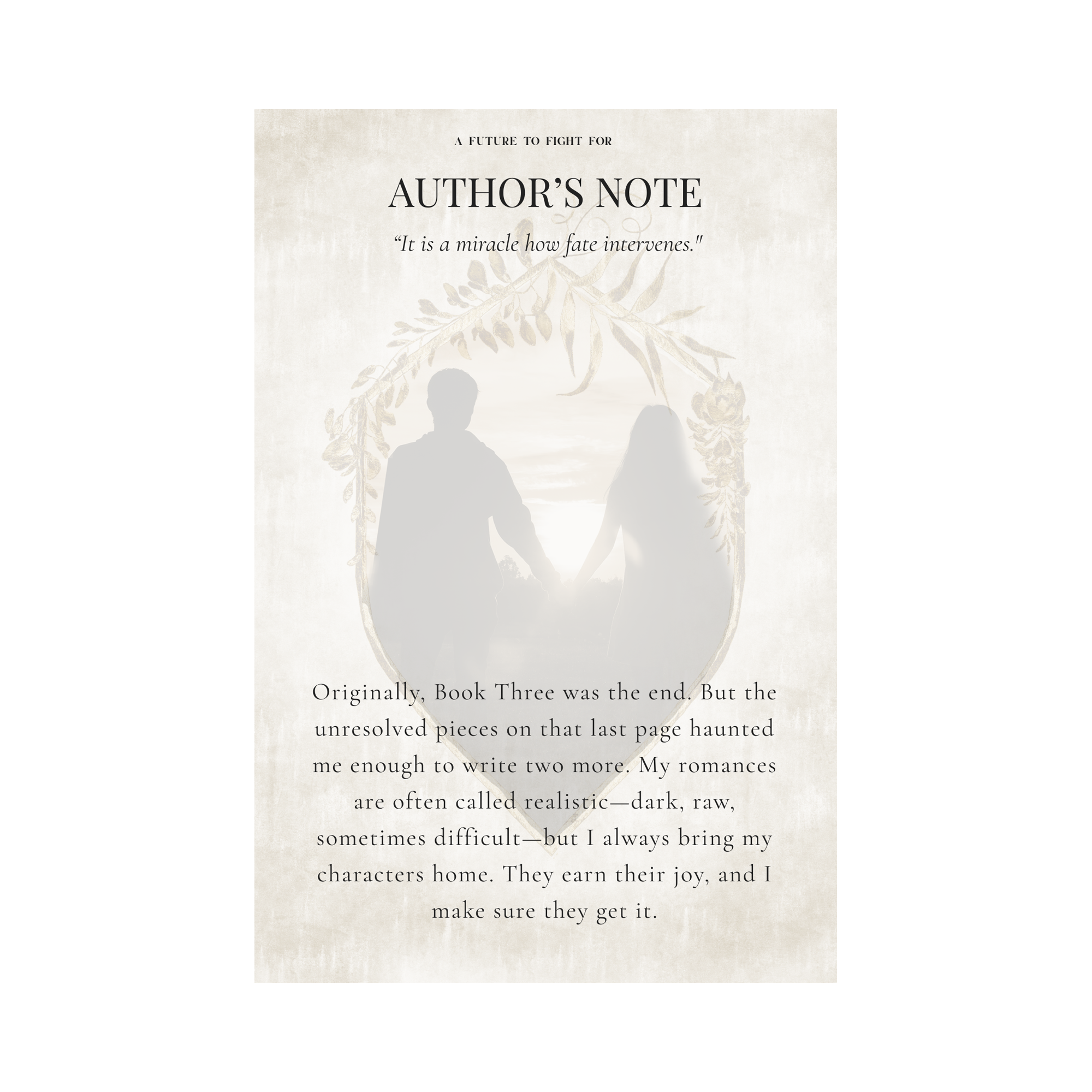 The first annotation card for A Future to Fight For printed on cream matte cardstock in bronze with aged edges
