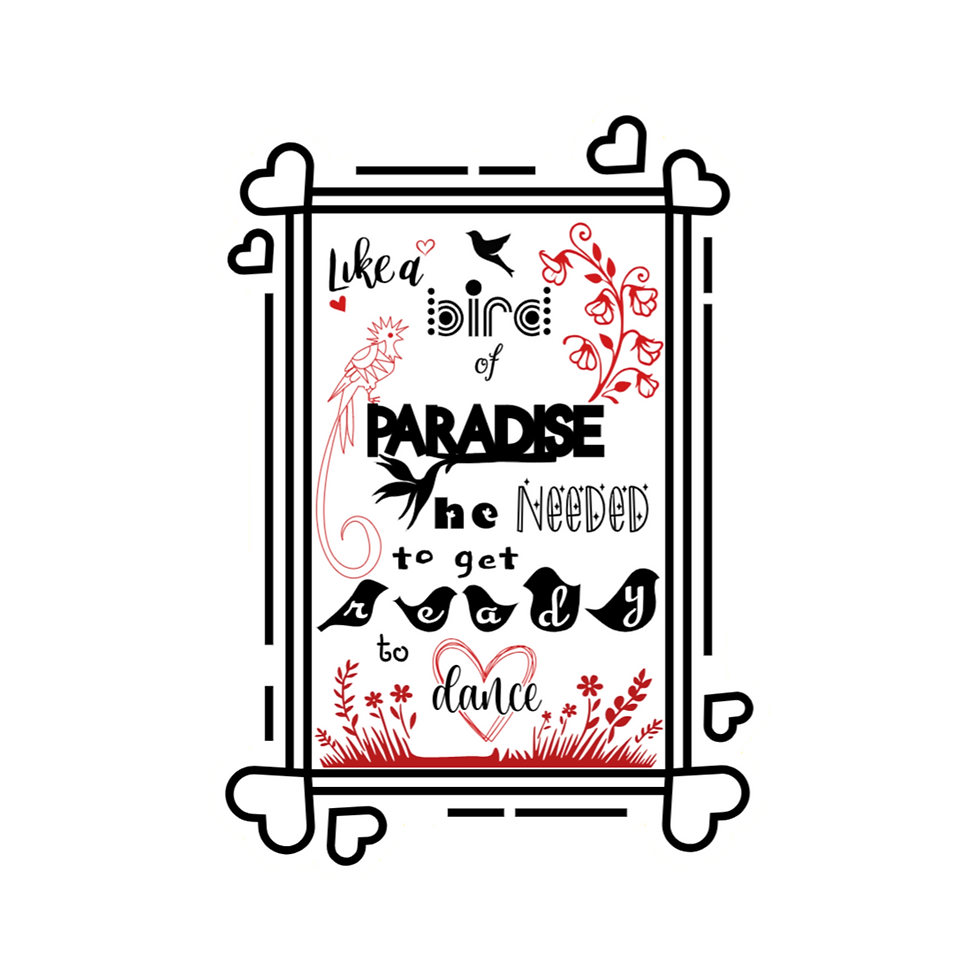 A 2x3 glossy, holographic, white rectangle sticker features the “Paradise” quote from book one in a black‑white‑red design.