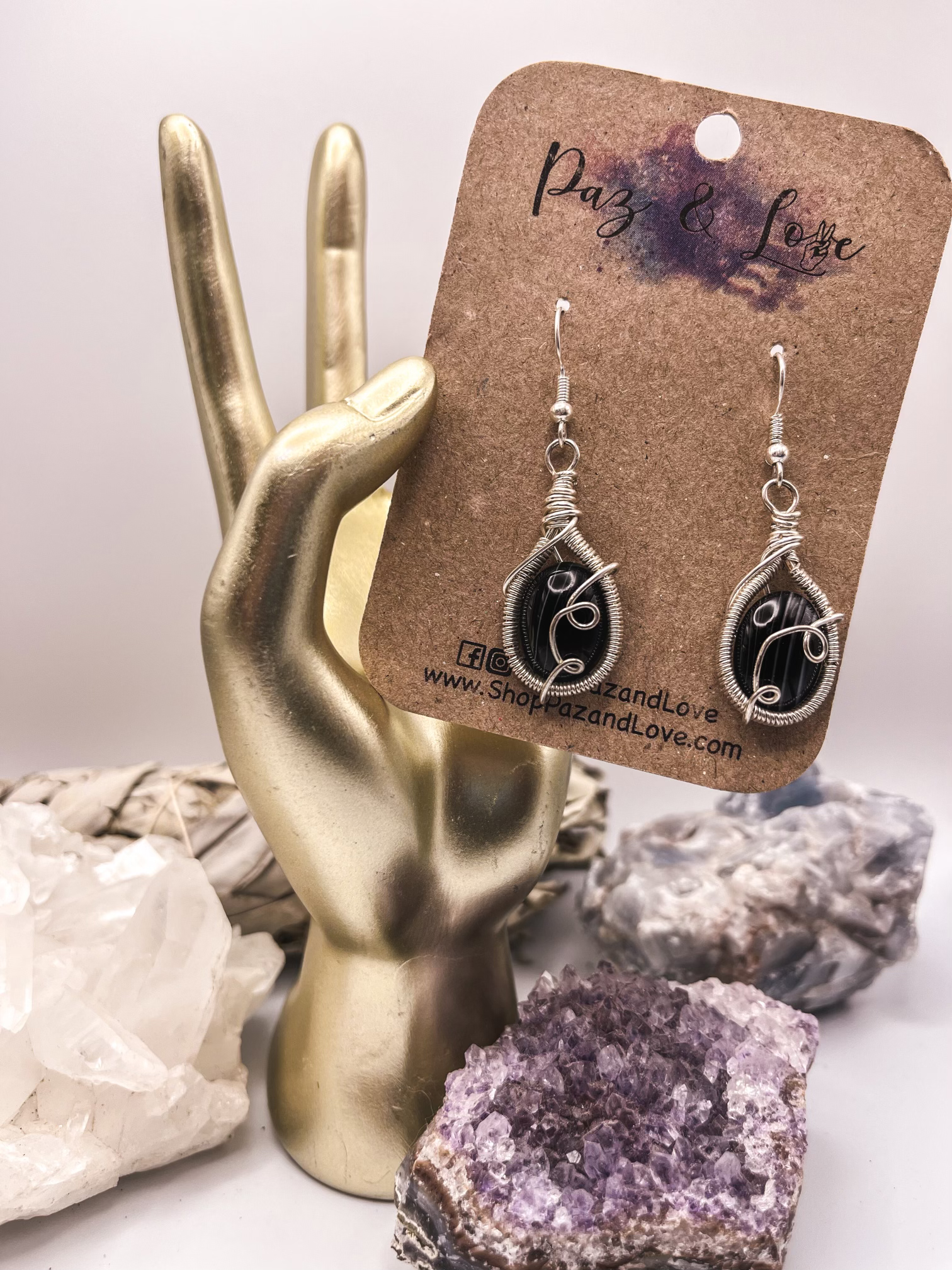 Onyx in Silver Earrings