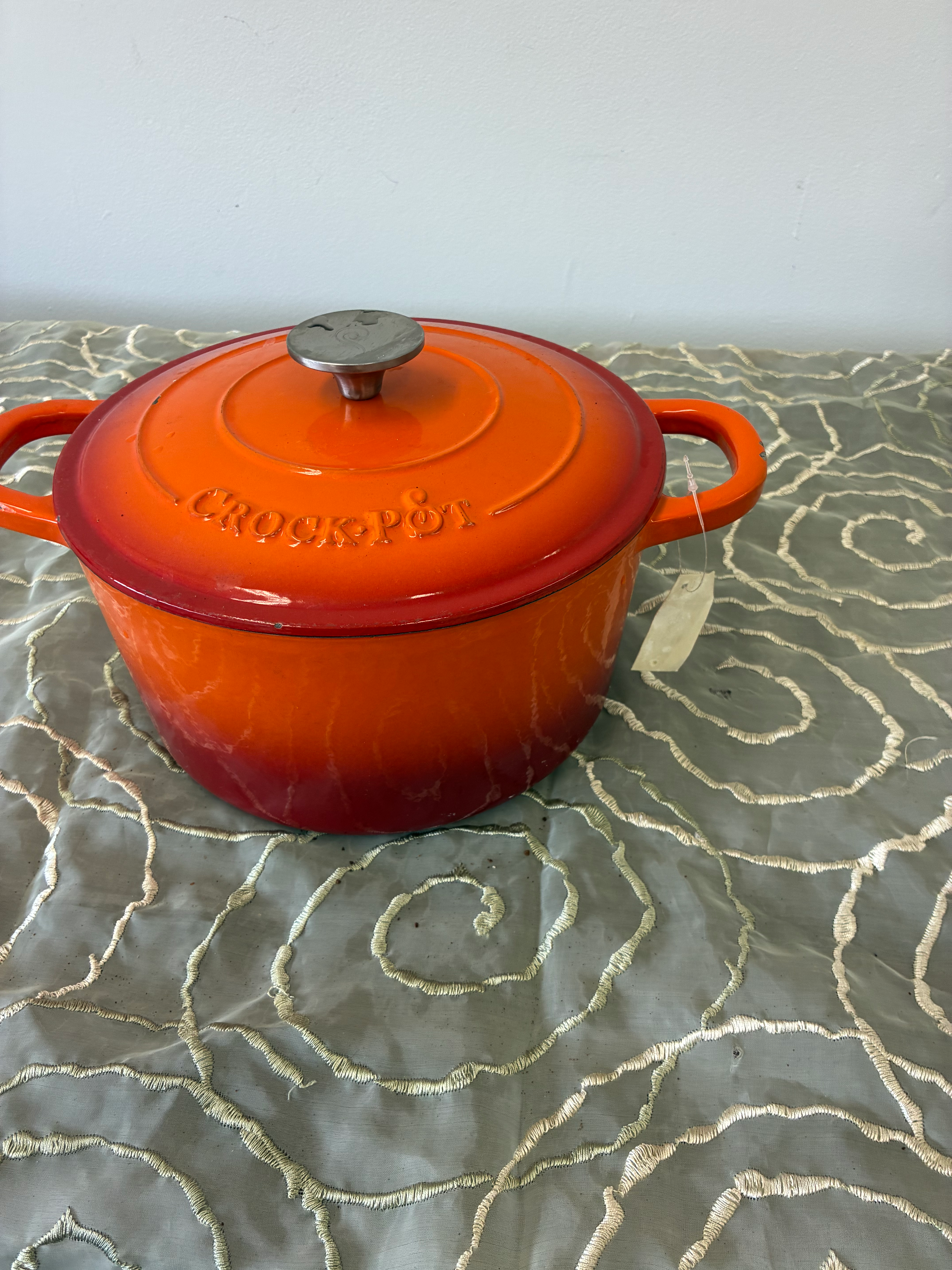 Crock-Pot Enameled Cast Iron Dutch Oven w/ Lid – Orange Ombre – 5–7 Qt