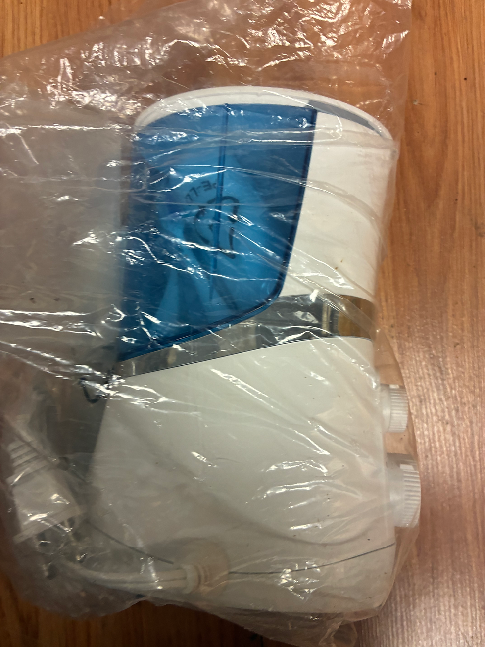 Compact Cool Mist Humidifier – White & Blue – Small Desktop Room Humidifier