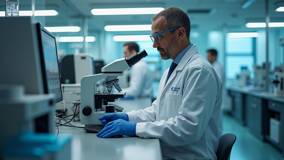 Eye-level view of a forensic lab with advanced analytical equipment
