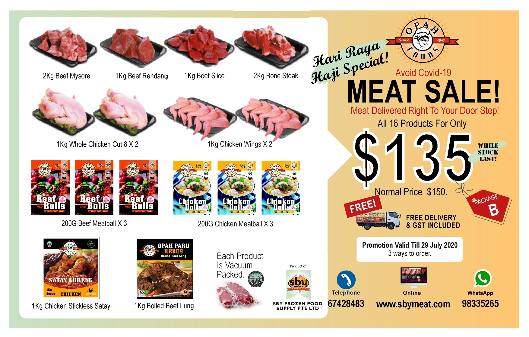 Halal Meat Package Promotion Singapore SBY Meat