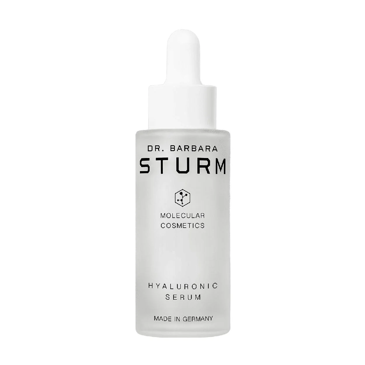 Dr. Barbara Sturm Hyaluronic Serum flaske. Molecular Cosmetics hvid baggrund.