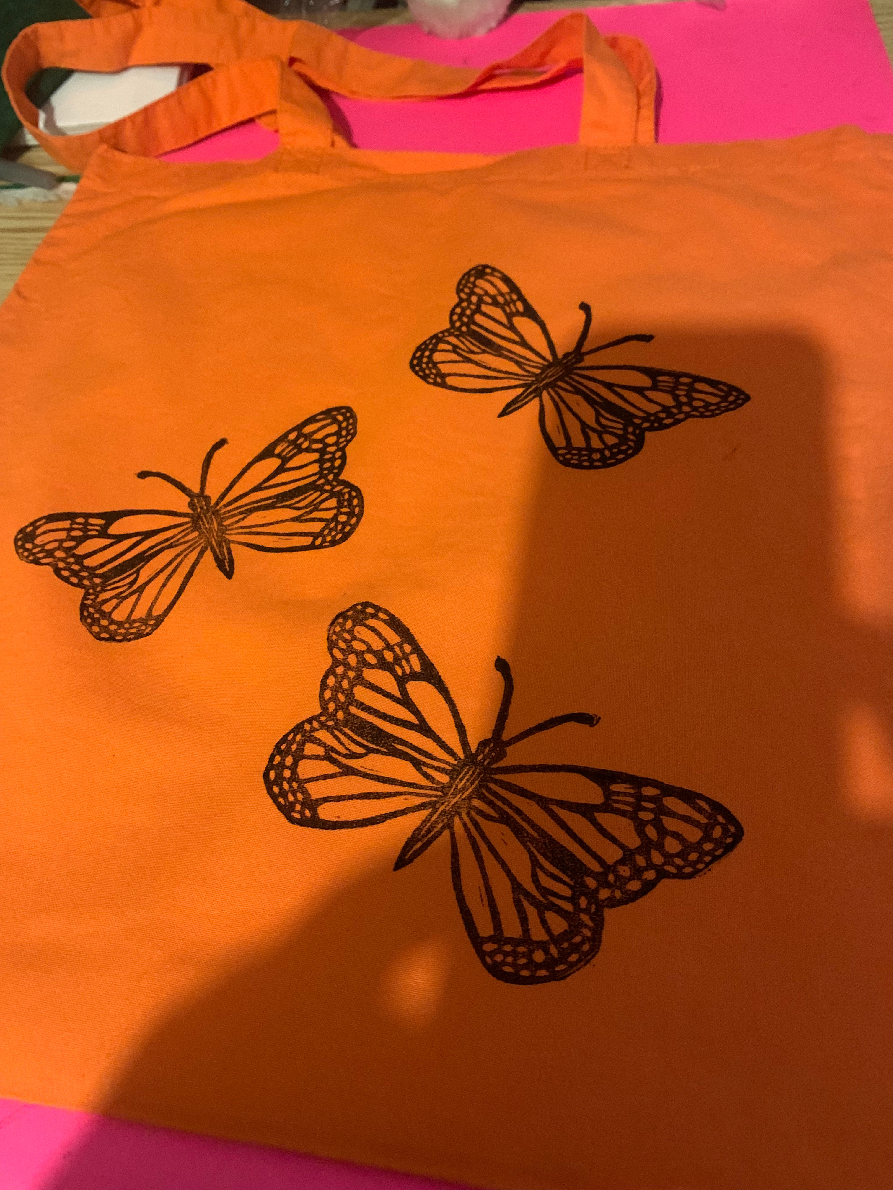 Lightweight Orange Monarch Tote Bag