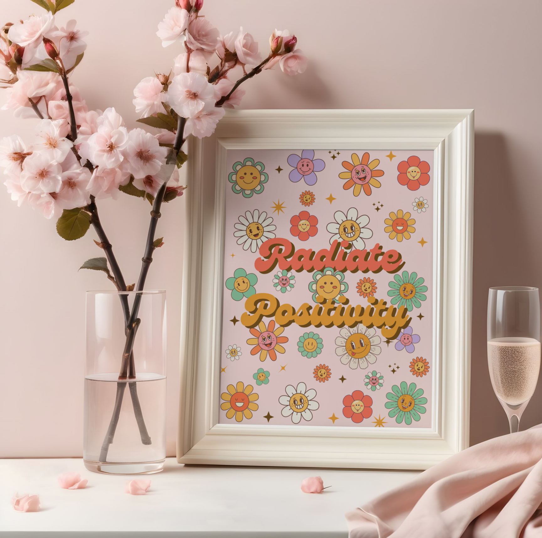 Radiate Positivity Printable Wall Art | Positive Quote Poster | Digital Dow