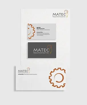 Visitenkarten und Briefkuvert für die Firma Matec Maschinentechnik