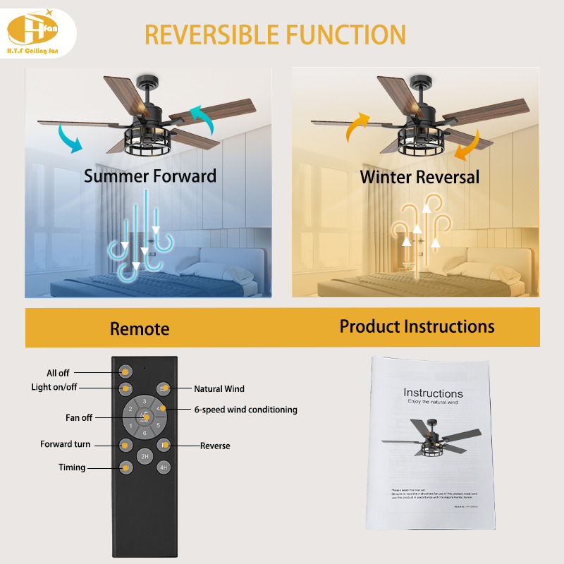 Modern Ceiling Fan and Light with Enclosed Lamp Housing for Loft Interior