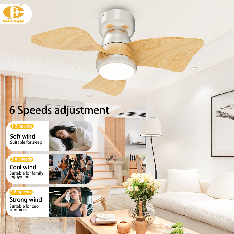 Hugger Ceiling Fan with Light for Small Bedroom - ABS Blades