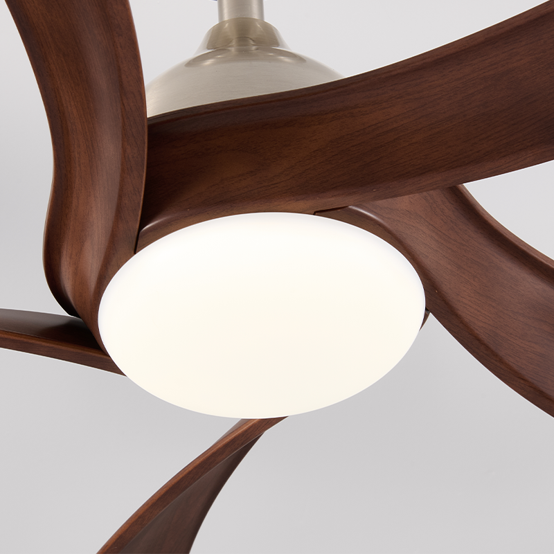 Dark Walnut Wood Grain Ceiling Fan Light Reversible DC Motor for Farmhouse