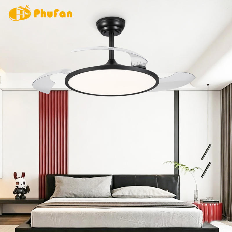 Thumbnail: Slim Low Profile Retractable Ceiling Fan White & Matte Black Two Finishes 