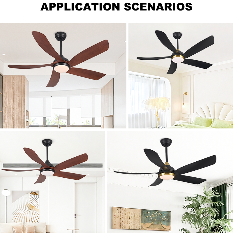 5-Blade Ceiling Fan 3 Color Dimmable LED Light & Remote for Modern Interior
